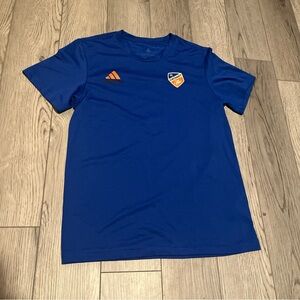 Adidas Royal Blue Soccer Tee with Orange Accents